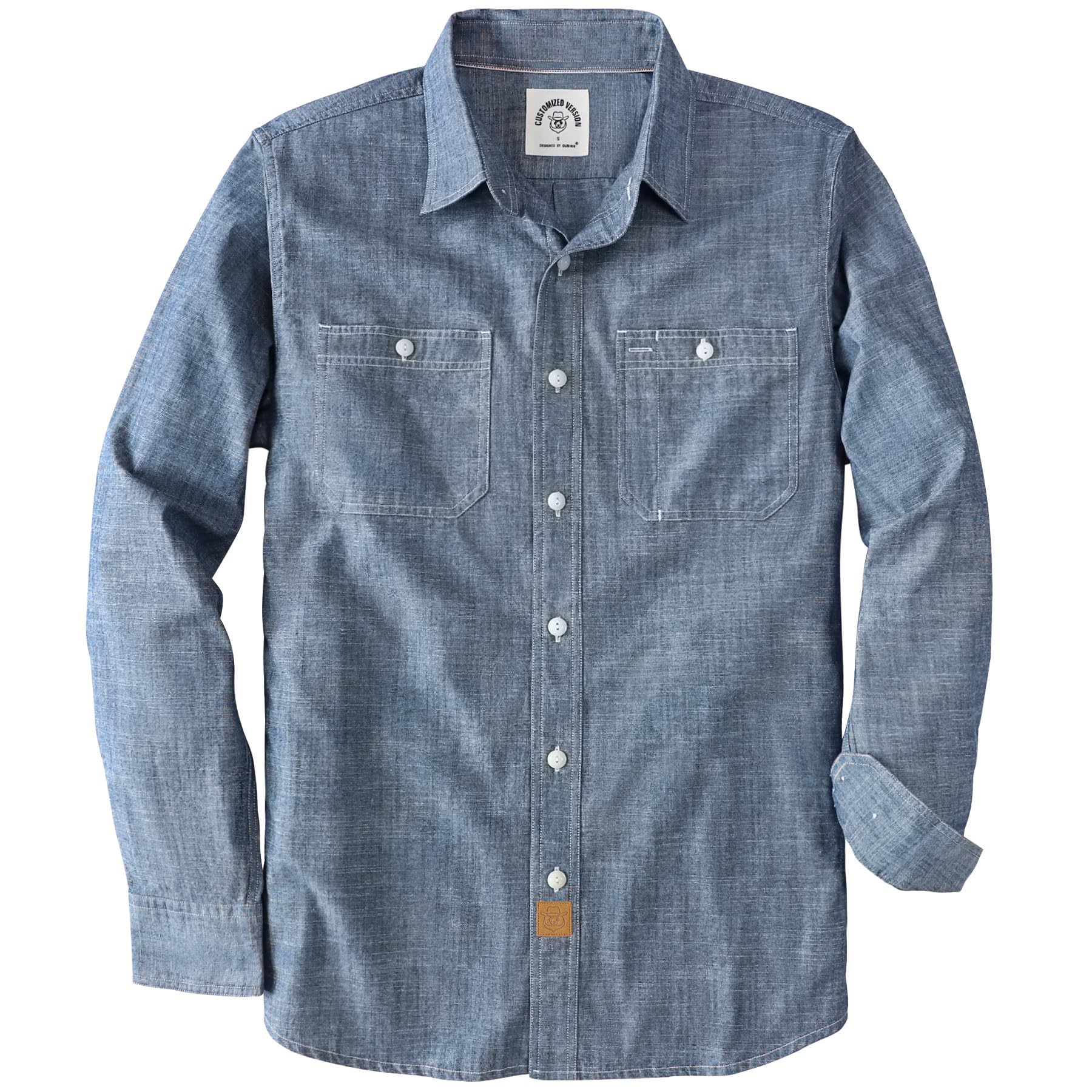 Dubinik® Chambray Shirt Men Cotton Mens Button Up Shirts Long